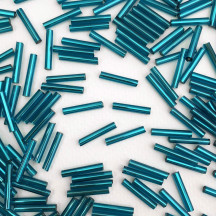 20 Aqua Glass Tube Beads ~ 15 mm