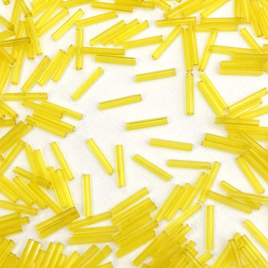 20 Clear Yellow Glass Tube Beads ~ 15 mm