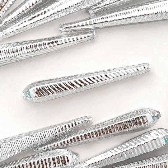2 Silver XL Drop Glass Beads 2-3/4"  ~ Czech Republic