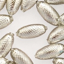 2 Silver XL Fancy Oblong Glass Garland Beads 1-1/2" ~ Czech Republic