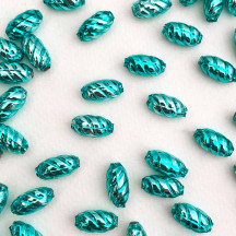 10 Aqua Twisted Oval Glass Beads 14mm ~ Czech Republic