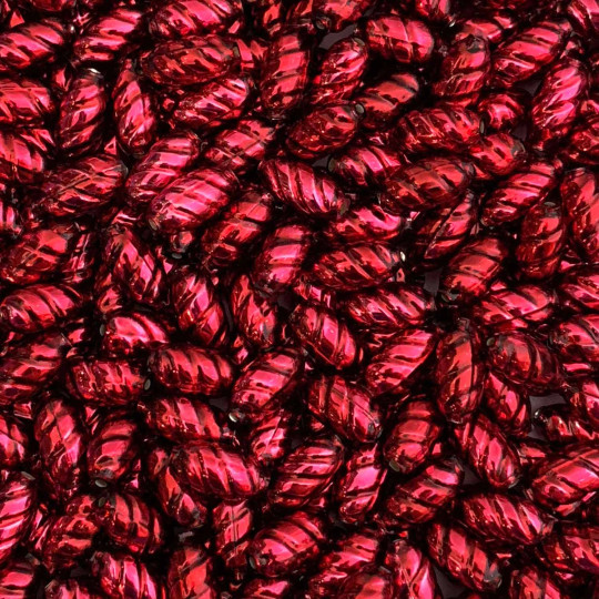 10 Blackberry Twisted Oval Glass Beads 14mm ~ Czech Republic