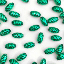 10 Green Twisted Oval Glass Beads 14mm ~ Czech Republic