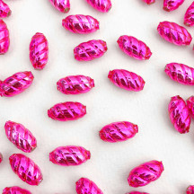 10 Hot Pink Twisted Oval Glass Beads 14mm ~ Czech Republic