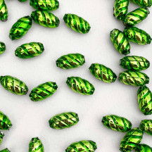 10 Lime Green Twisted Oval Glass Beads 14mm ~ Czech Republic