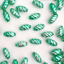 10 Light Green Twisted Oval Glass Beads 14mm ~ Czech Republic