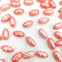 10 Matte Light Pink Twisted Oval Glass Beads 14mm ~ Czech Republic