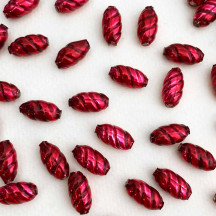 10 Pearl Blackberry Twisted Oval Glass Beads 14mm ~ Czech Republic