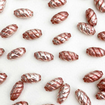 10 Pearl Rose Pink Twisted Oval Glass Beads 14mm ~ Czech Republic