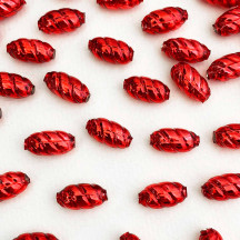 10 Red Twisted Oval Glass Beads 14mm ~ Czech Republic