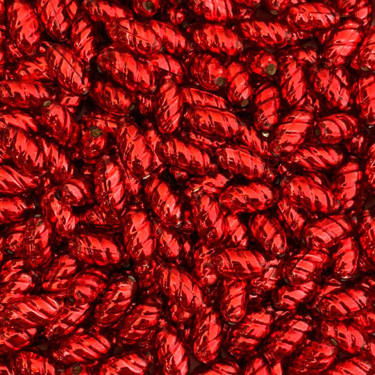 10 Red Twisted Oval Glass Beads 14mm ~ Czech Republic
