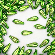 8 Lime Green Fluted Drop Blown Glass Beads 3/4" ~ Czech Republic