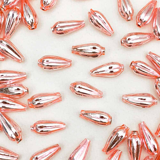 8 Light Pink Fluted Drop Blown Glass Beads 3/4" ~ Czech Republic
