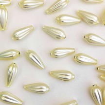 8 Matte Palest Yellow Fluted Drop Blown Glass Beads 3/4" ~ Czech Republic