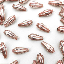 8 Pearl Rose Pink Fluted Drop Blown Glass Beads 3/4" ~ Czech Republic