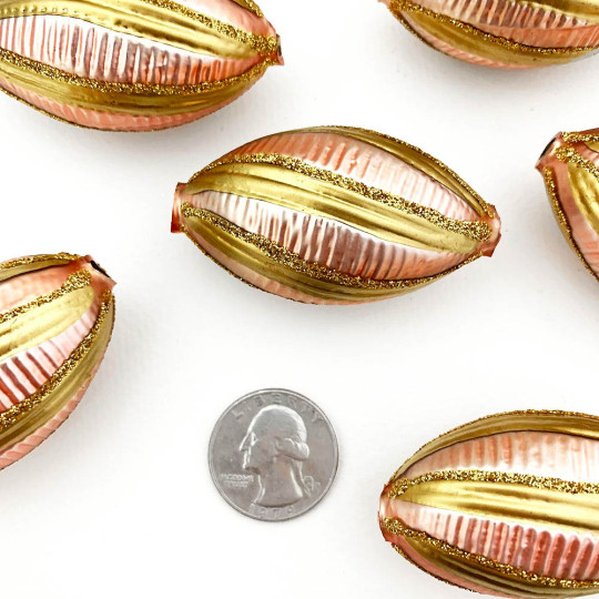1 Pink and Gold Fancy Twist Glass Garland Bead ~ 2-1/4"