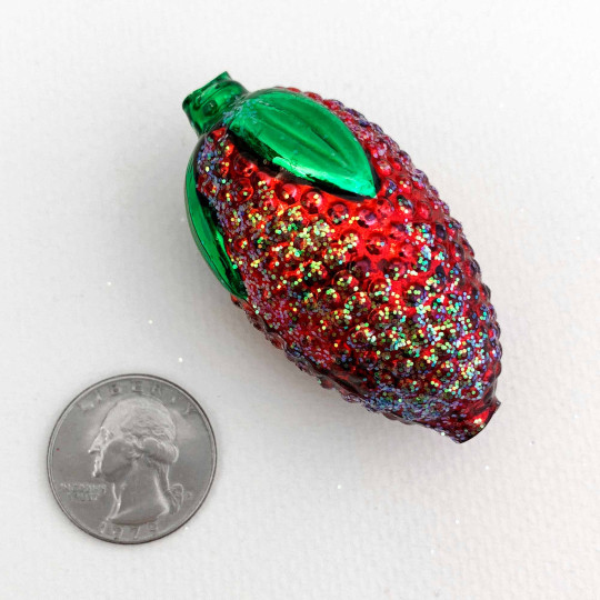 Extra Large Dark Red Glittered Raspberry Figural Glass Garland Bead ~ 2-1/4"