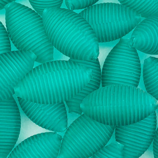 2 Clear Aqua Large Ribbed Drop Glass Garland Beads ~ 1-3/4"