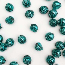 10 Dark Teal Tiny Spiral or Shell Glass Beads 8mm ~ Czech Republic