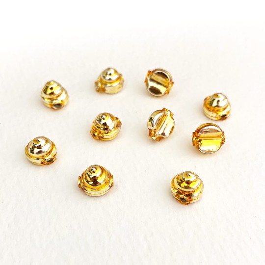10 Gold Tiny Spiral or Shell Glass Beads 8mm ~ Czech Republic