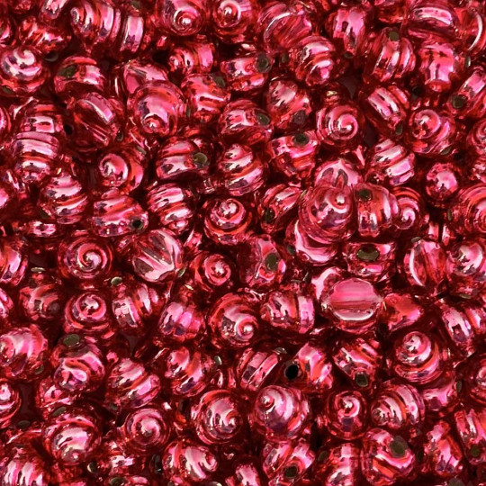 10 Medium Pink Tiny Spiral or Shell Glass Beads 8mm ~ Czech Republic