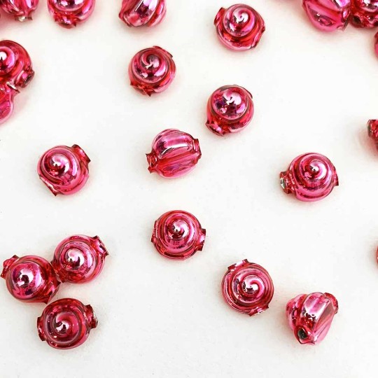 10 Medium Pink Tiny Spiral or Shell Glass Beads 8mm ~ Czech Republic