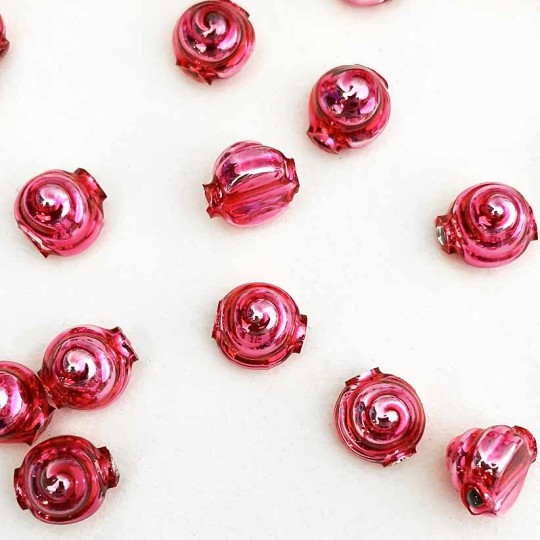 10 Medium Pink Tiny Spiral or Shell Glass Beads 8mm ~ Czech Republic