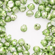 10 Pearl Green Tiny Spiral or Shell Glass Beads 8mm ~ Czech Republic