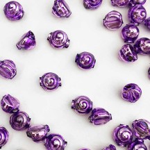 10 Violet Purple Tiny Spiral or Shell Glass Beads 8mm ~ Czech Republic