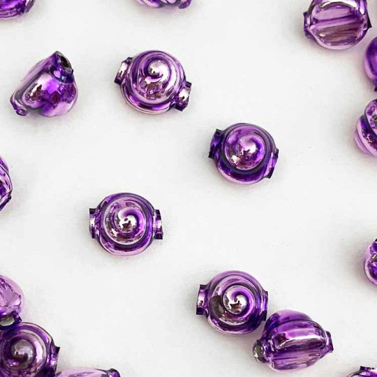 10 Violet Purple Tiny Spiral or Shell Glass Beads 8mm ~ Czech Republic