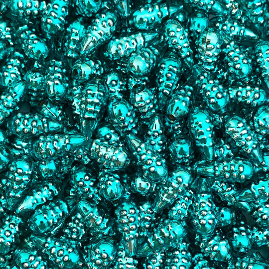 8 Aqua Bumpy Drop Blown Glass Beads .75" ~ Czech Republic