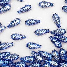 8 Light Blue Bumpy Drop Blown Glass Beads .75" ~ Czech Republic