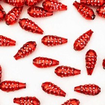 8 Red Bumpy Drop Blown Glass Beads .75" ~ Czech Republic