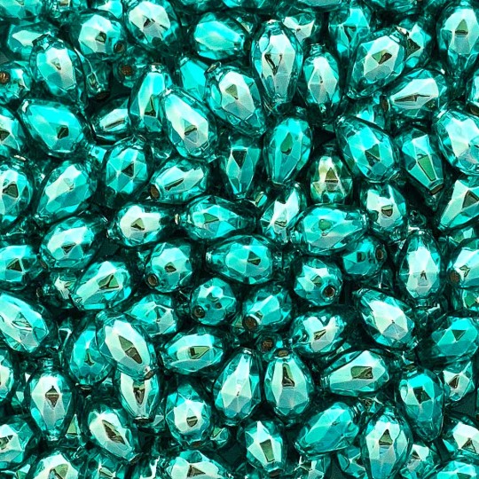 10 Aqua Faceted Drop Glass Beads 14mm ~ Czech Republic