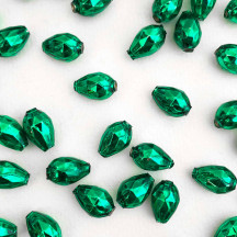 10 Green Faceted Drop Glass Beads 14mm ~ Czech Republic