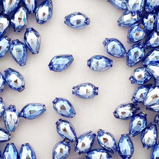 10 Light Blue Faceted Drop Glass Beads 14mm ~ Czech Republic