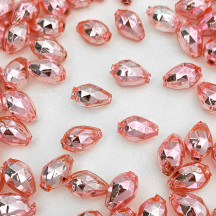 10 Light Pink Faceted Drop Glass Beads 14mm ~ Czech Republic