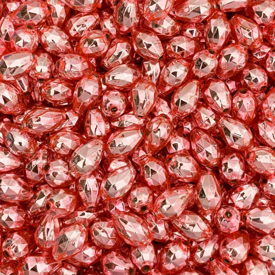 10 Light Pink Faceted Drop Glass Beads 14mm ~ Czech Republic