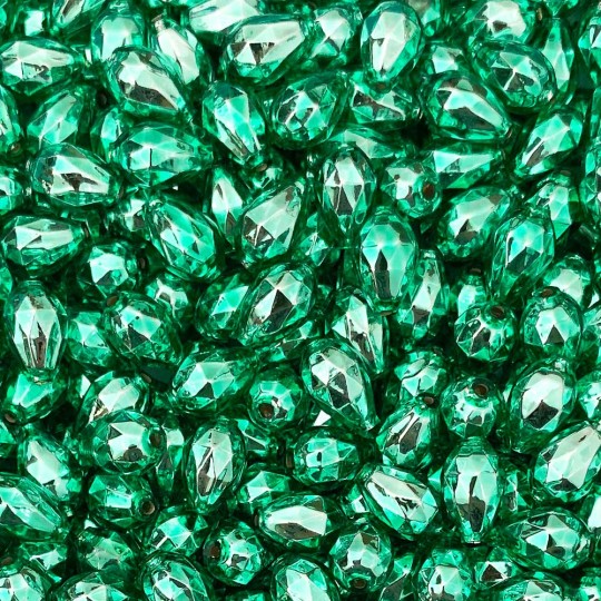 10 Light Green Faceted Drop Glass Beads 14mm ~ Czech Republic