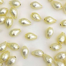 10 Matte Palest Yellow Faceted Drop Glass Beads 14mm ~ Czech Republic