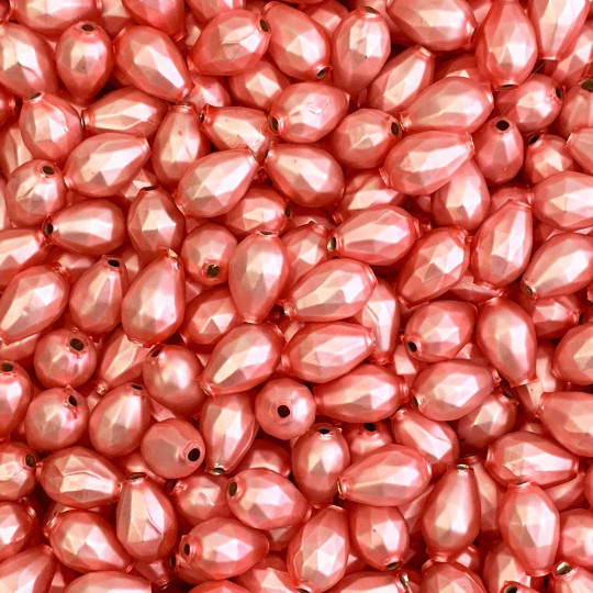 10 Matte Light Pink Faceted Drop Glass Beads 14mm ~ Czech Republic