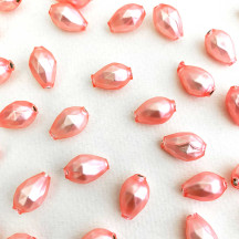 10 Matte Light Pink Faceted Drop Glass Beads 14mm ~ Czech Republic