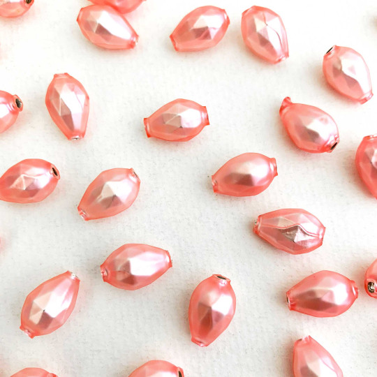 10 Matte Light Pink Faceted Drop Glass Beads 14mm ~ Czech Republic