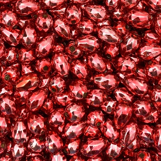10 Pink Faceted Drop Glass Beads 14mm ~ Czech Republic