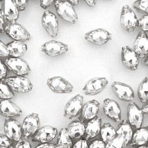 10 Silver Faceted Drop Glass Beads 14mm ~ Czech Republic
