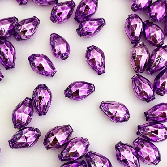 10 Violet Purple Faceted Drop Glass Beads 14mm ~ Czech Republic