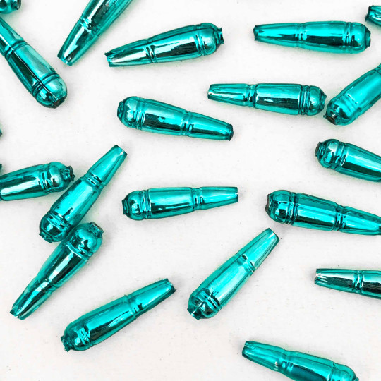 8 Aqua Banded Drop Glass Beads ~ 24mm Czech Garland Beads