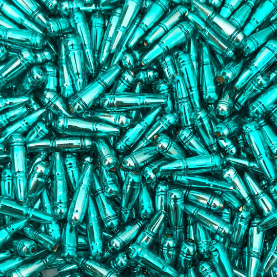 8 Aqua Banded Drop Glass Beads ~ 24mm Czech Garland Beads