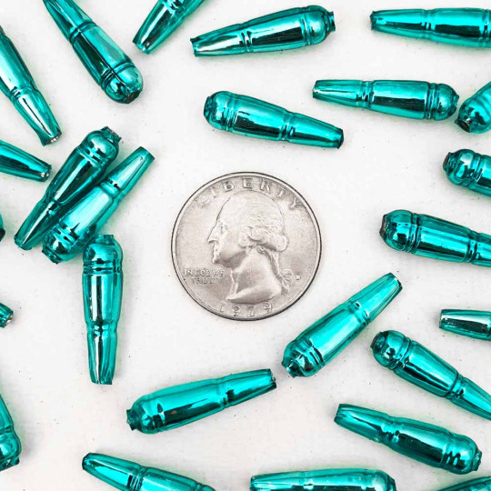 8 Aqua Banded Drop Glass Beads ~ 24mm Czech Garland Beads