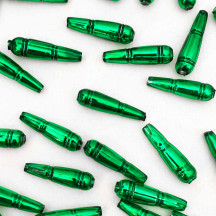 8 Green Banded Drop Glass Beads ~ 24mm Czech Garland Beads